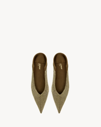 NOUR SLIPPERS IN SATIN CREPE AND RHINESTONES